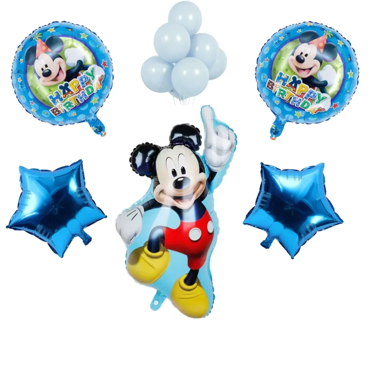 Set aranjament bundle 15 baloane folie si latex Mickey cu Stelute