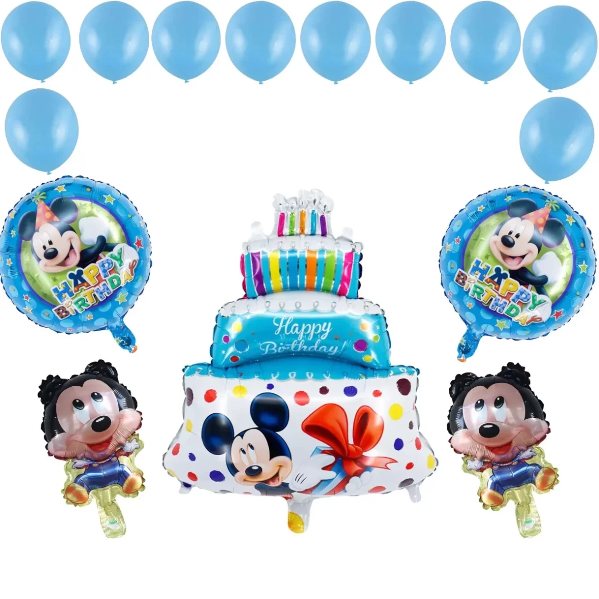Set aranjament bundle 15 baloane folie si latex Tort Mickey
