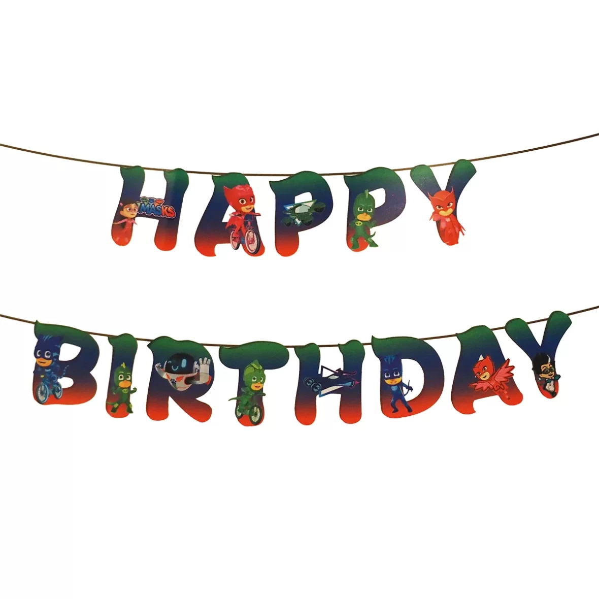 Set ghirlanda Happy Birthday cu tematica Eroi in Pijamale