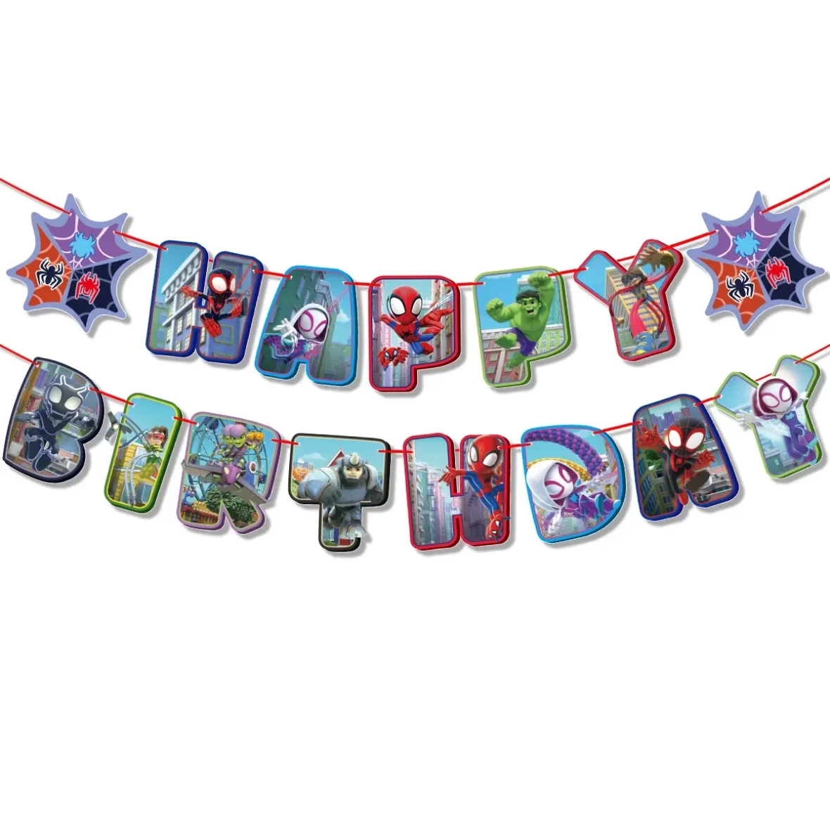 Set ghirlanda Happy Birthday cu tematica Spiderman