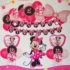 Set decor Minnie cu 30 baloane folie si latex cu decoratiuni