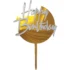 Topper Tort Happy Birthday auriu cu scris alb 16 cm