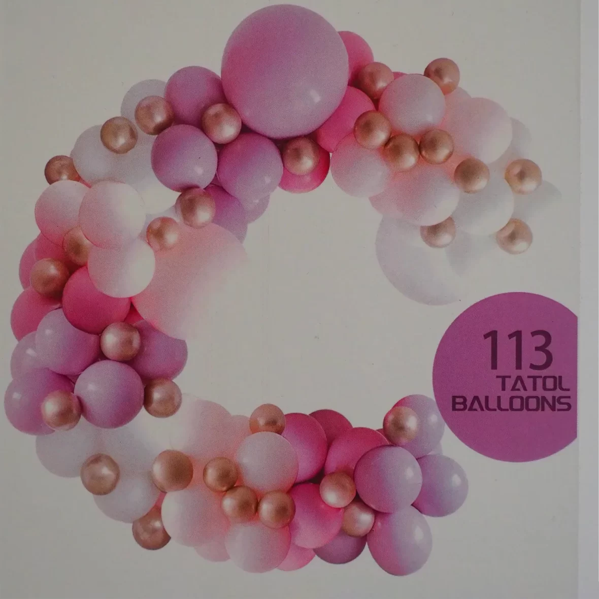 Set arcada cu 113 baloane in nuante de mov, roz, auriu si alb
