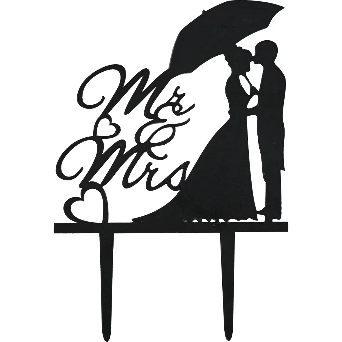 Topper Mr si Mrs negru, cu umbrela 18 cm