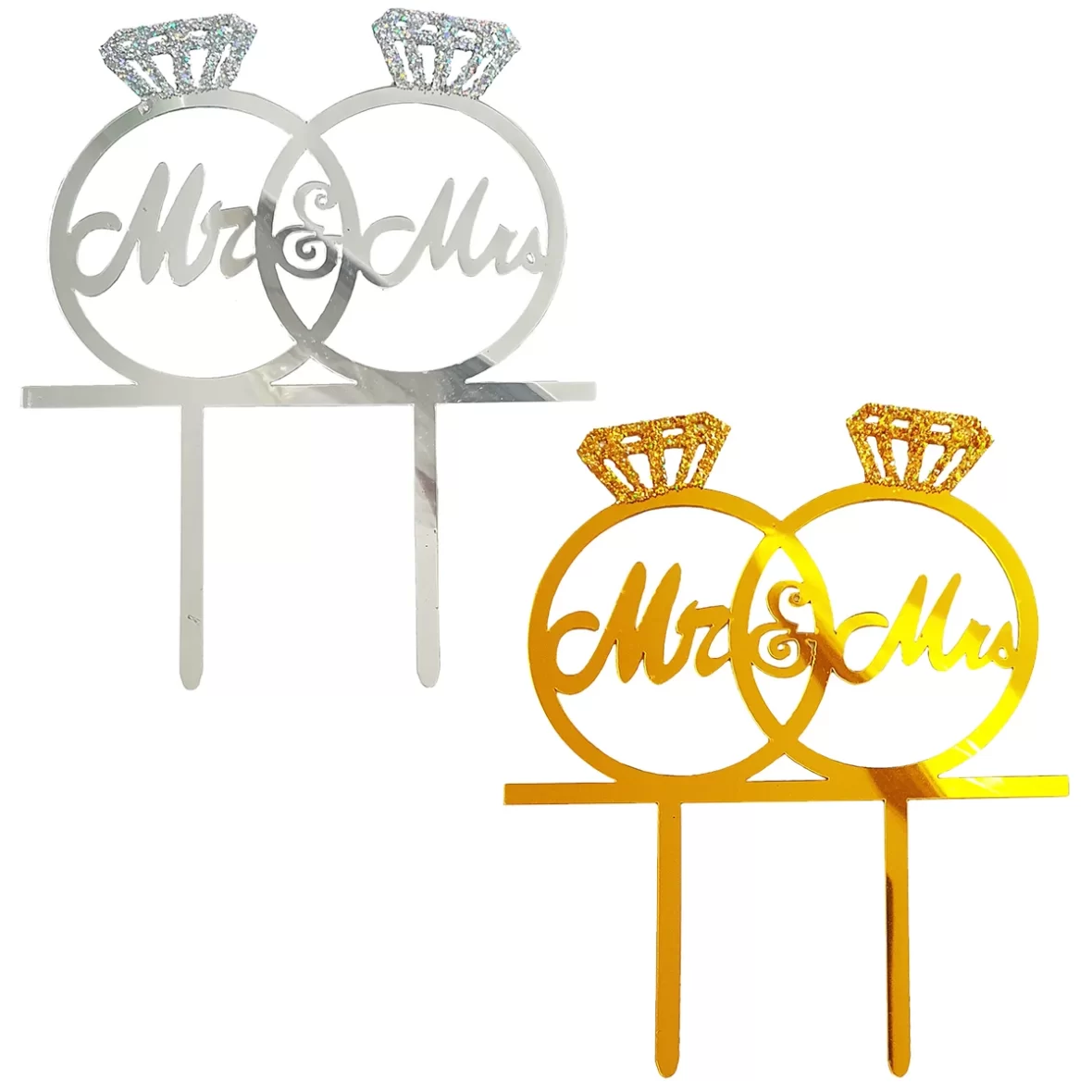 Topper Mr si Mrs cu inele 16 cm