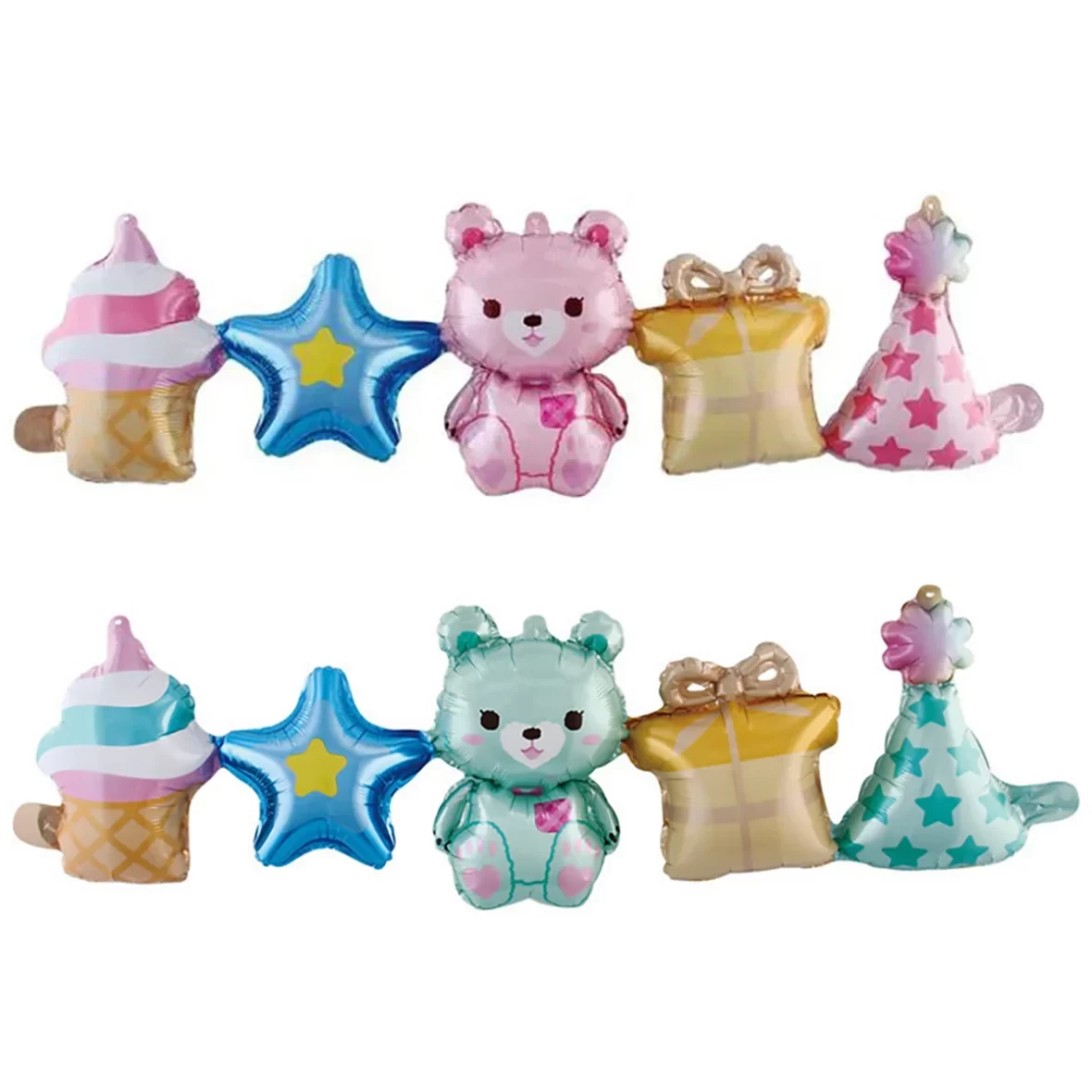 Balon Ghirlanda cu minifigurine Inghetata, Steluta, Ursulet, Cadou, Coif, 100 cm