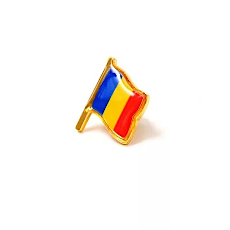 Insigna Drapel Romania, cu pin, metalica, 3 cm