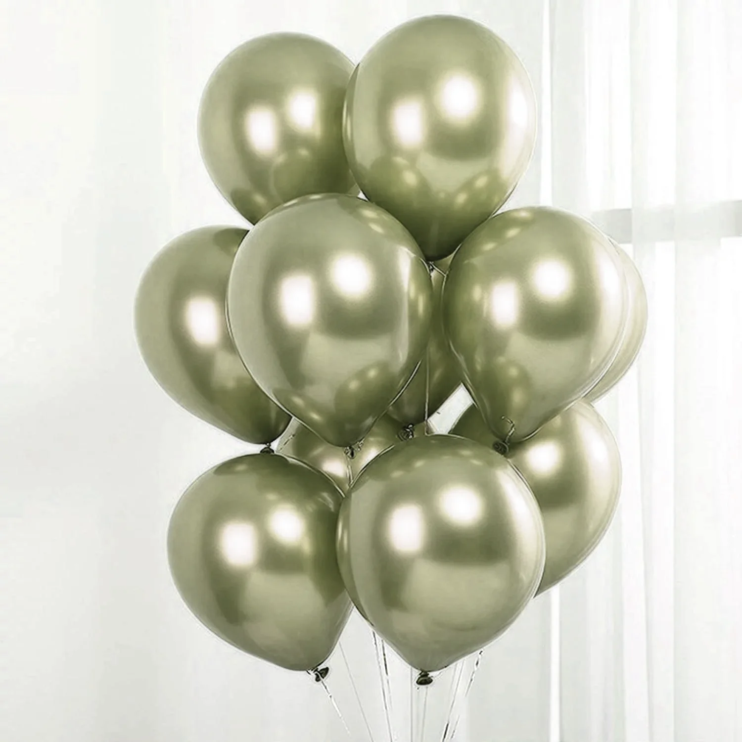 Set 6 Baloane Latex, Cromate, Verde Army, 30 cm